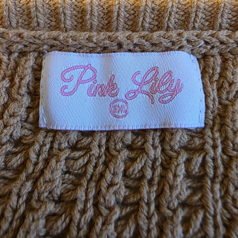 Pink Lily Tan Knit Sweater